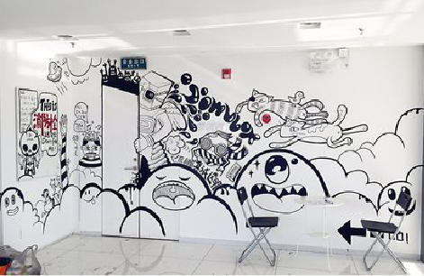  商城手绘墙并非传统涂鸦。